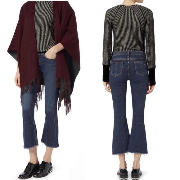 RAG & BONE Mid Rise Crop Flare Jeans in RIVINGTON WASH SIZE 24 - Picture 3 of 14